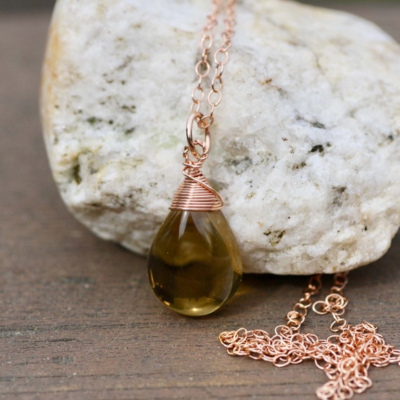 New Natural Citrine Pendant 14K Rose Gold Filled , November Birthstone - Picture 8 of 8